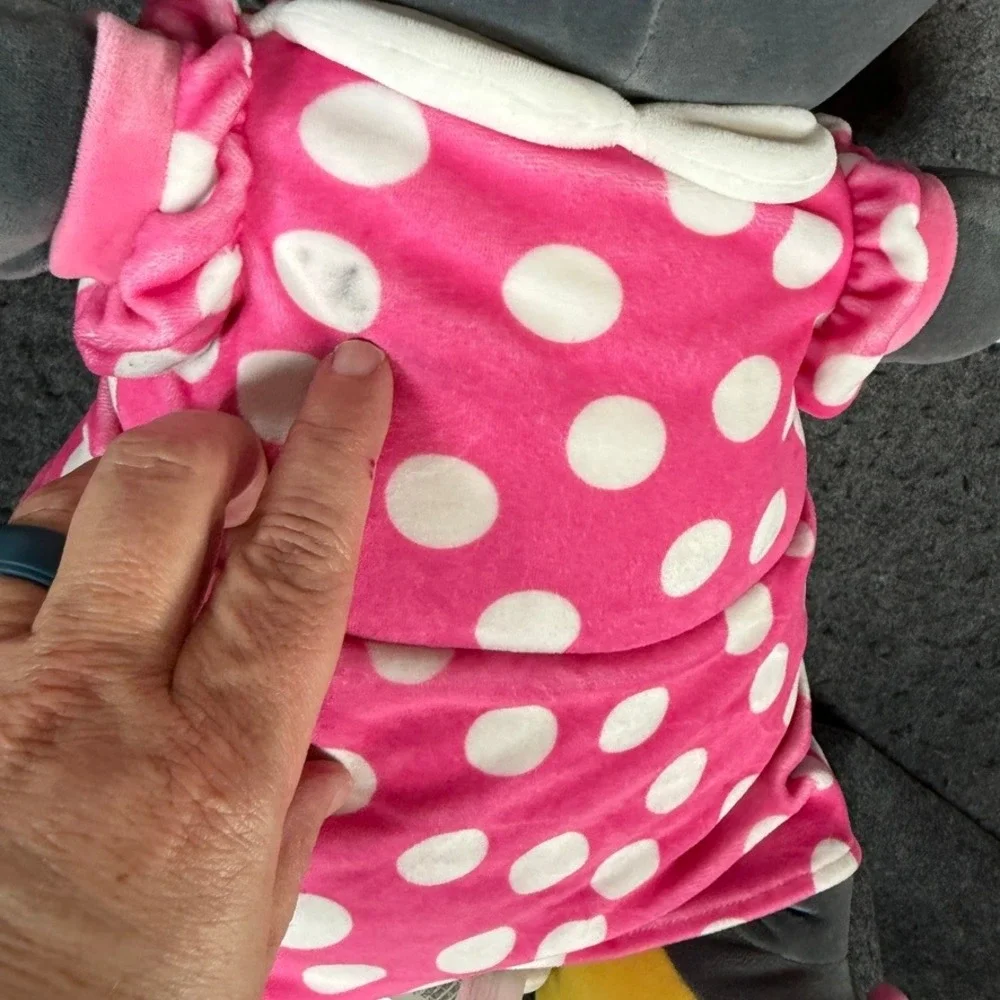 Disney‎ Store Minnie Mouse Plush Pink Polka Dot Dress Sleeping Cuddle Toy